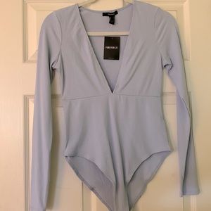 Forever 21 Blue VNeck Bodysuit